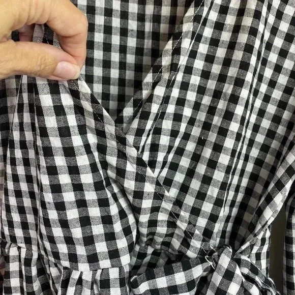Daisy Street Black & White Gingham Checked Wrap Dress.  Size 10. - Picture 7 of 10